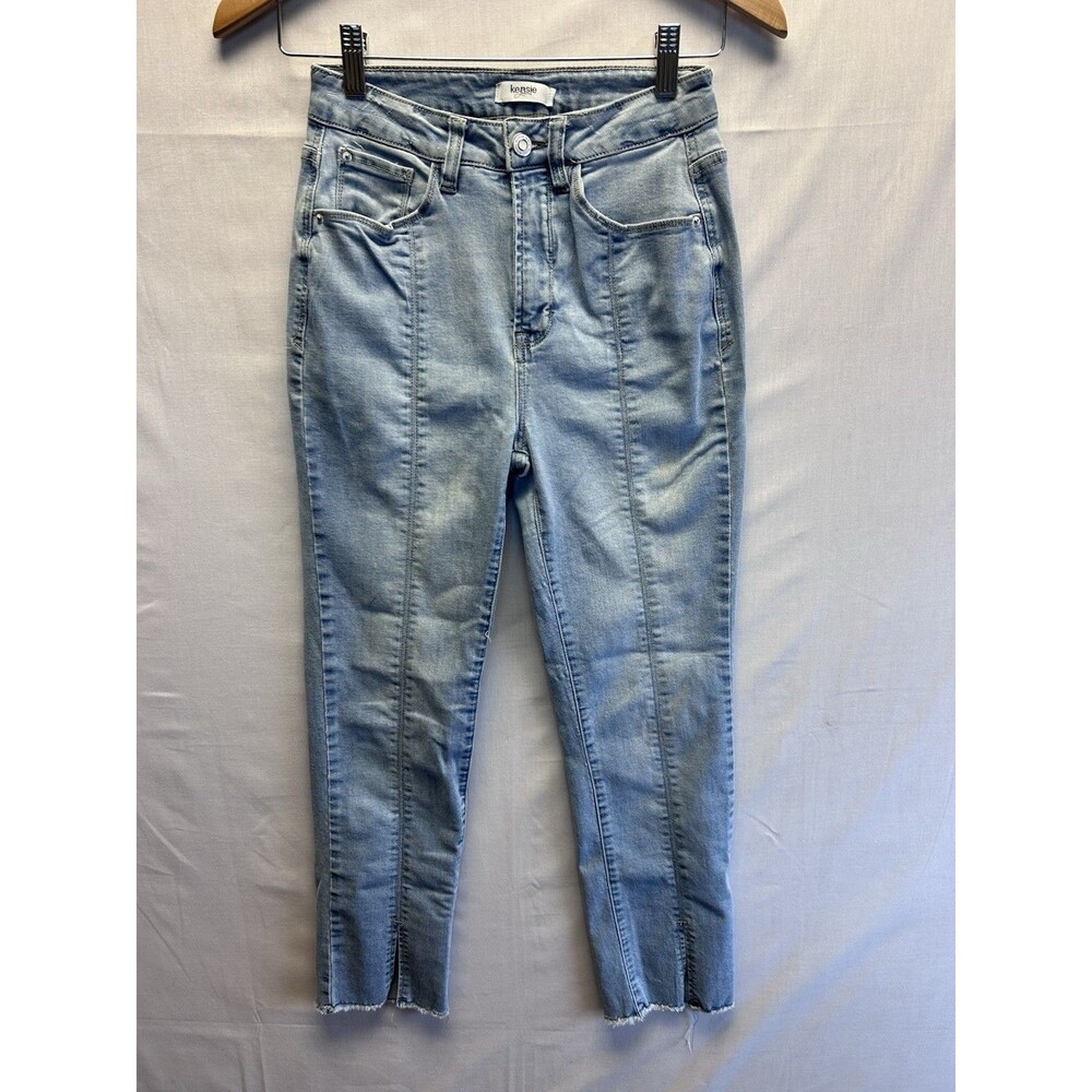 Kensie Skinny Mom Jeans Vertical Seam High Waist Raw Hem Women’s 2